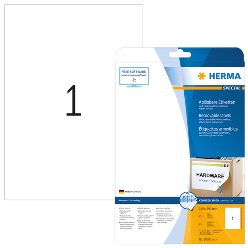 MOVABLES avtagbare ark A4, 25 ark, 210x297 mm (25 stk)
