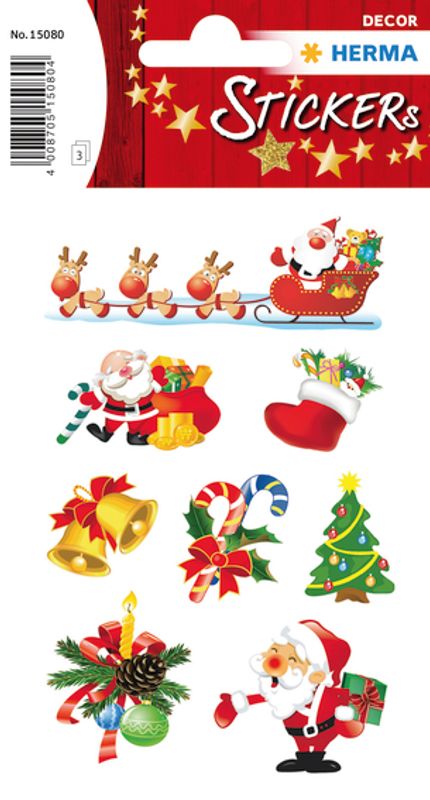 DECOR Stickers Julenisse, 3 ark (10 pakk)