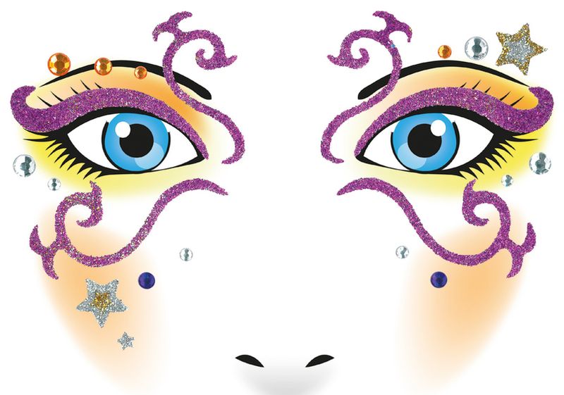 FACE ART Sticker Mystery til ansiktet, 1 ark (5 pakk)