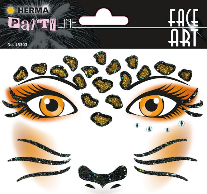 Hovedbilde FACE ART Sticker Leopard til ansiktet, 1 ark (5 ...