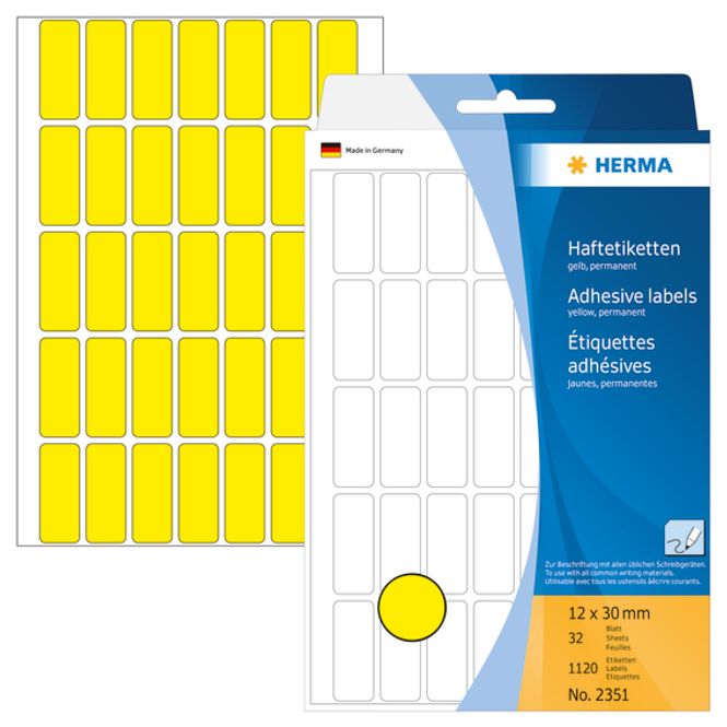 Hovedbilde HERMA fargede etiketter, gul 12x30 mm (1120 stk)