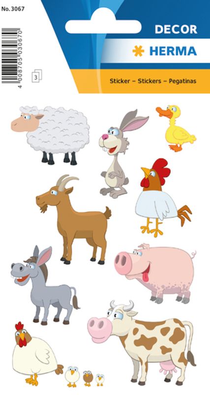 DECOR Stickers Yndlingsdyr, 3 ark (10 pakk)