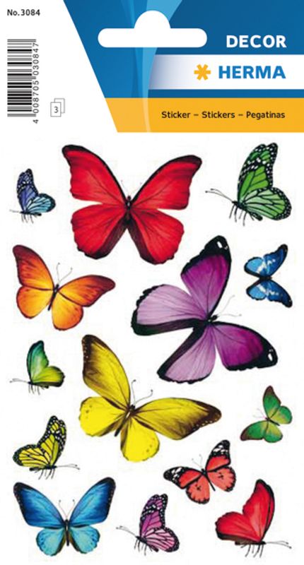 DECOR Stickers Sommerfugler, 3 ark (10 pakk)