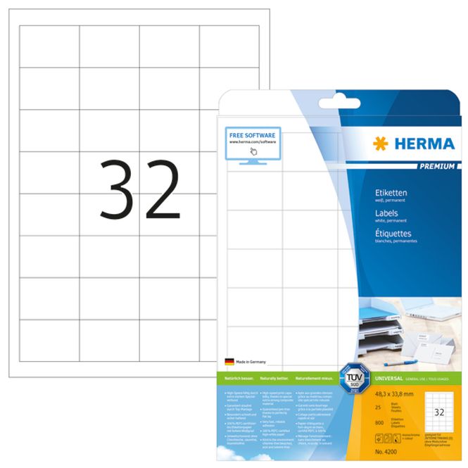 Hovedbilde PREMIUM universaletiketter, 25 ark 48.3x33.8 (800 ...