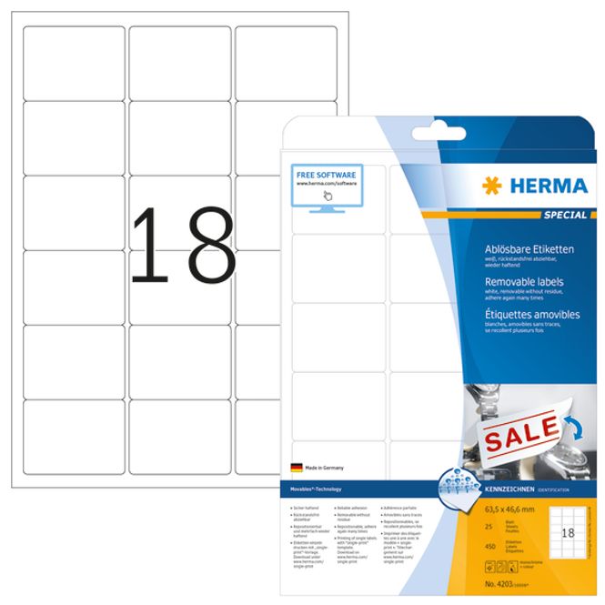 Hovedbilde SPECIAL avtagbare etiketter, 25 ark 63.5x46.6 ...