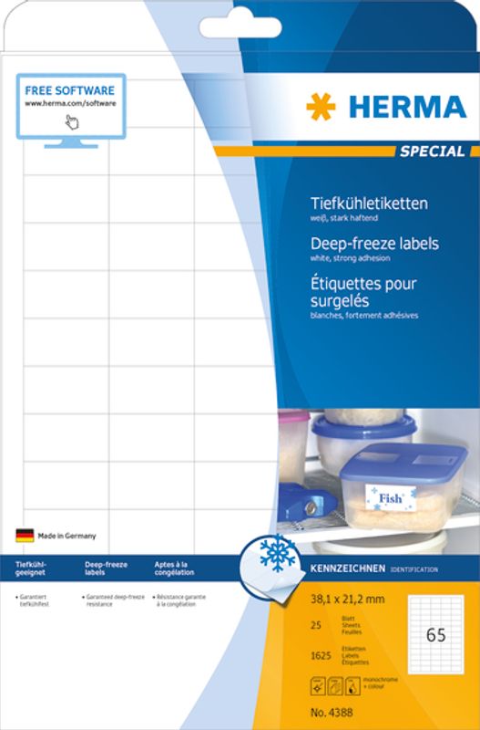SPECIAL fryseetiketter, 25 ark 38.1x21.2 (1625 stk)