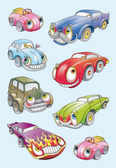 Hovedbilde DECOR Stickers Biler I, papir, 3 ark, 10 pakk