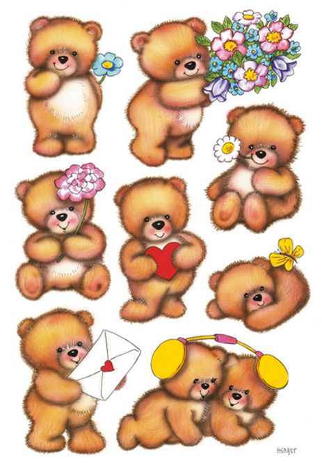 Hovedbilde DECOR Stickers  Kjærlige bjørner, 3 ark (10 pakk)