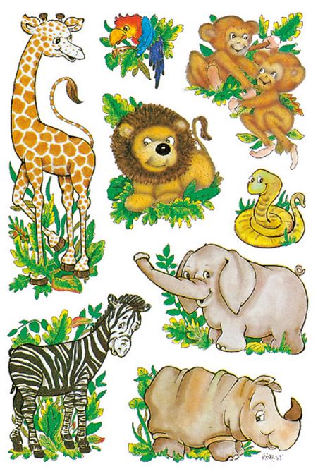 Hovedbilde DECOR Stickers Jungeldyr, 3 ark (10 pakk)