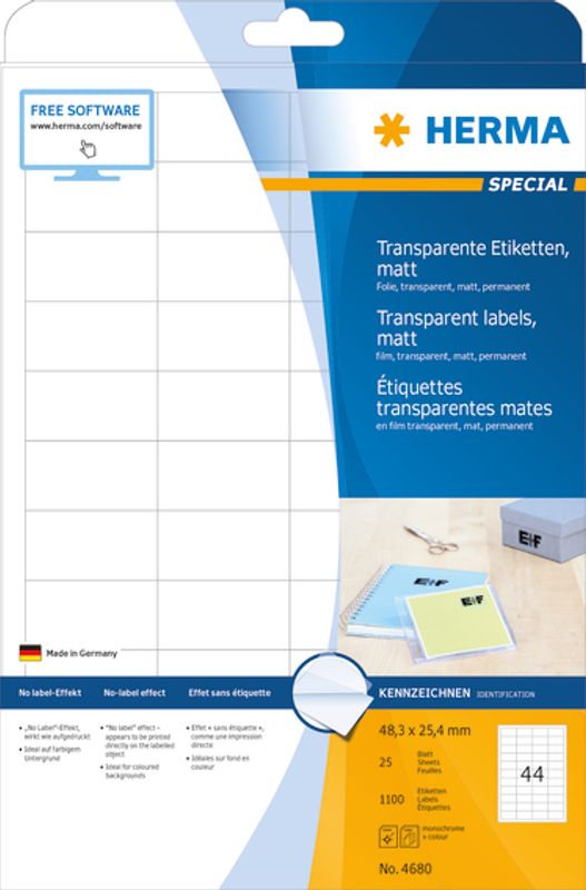 SPECIAL transparente etiketter, 25 ark 48.3x25.4 (1100)