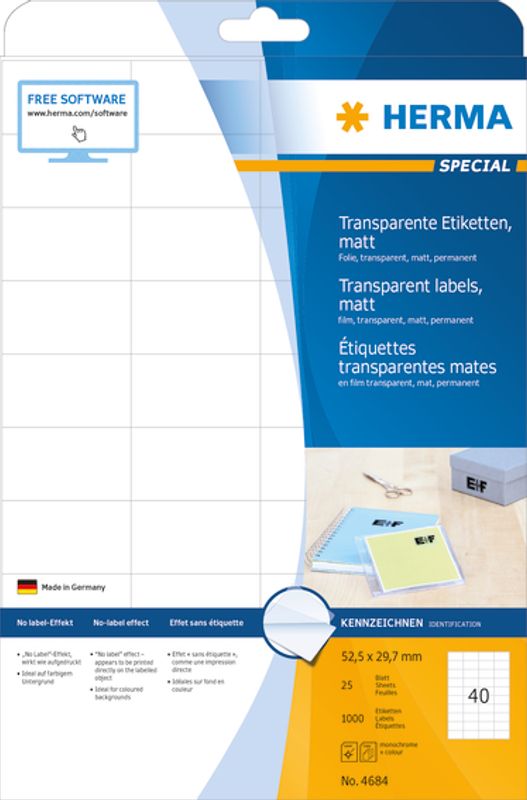 SPECIAL transparente etiketter 25 ark 52.5x29.7 (1000)