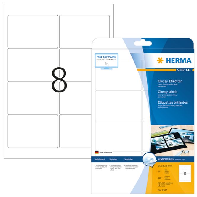 Hovedbilde SPECIAL Glossy-etiketter, 25 ark 96x63.5 (200 ...