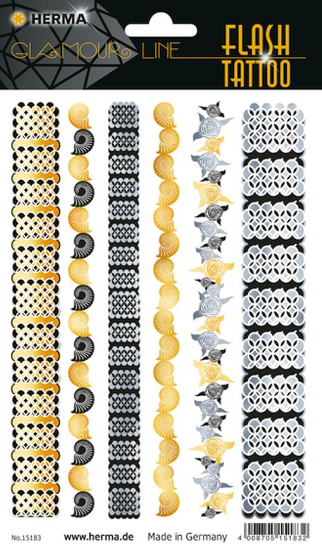 FLASH TATTOO BRACELETS, 6 motiver (5 pakk)