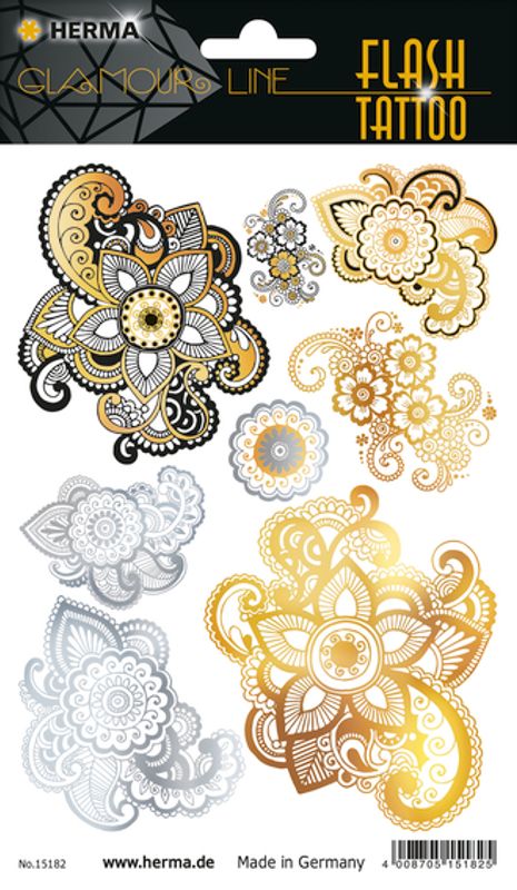 FLASH TATTOO MANDALA, 8 motiver (5 pakk)