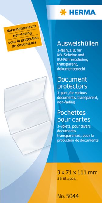 Hovedbilde HERMA plastlommer i klar plast, 3 x 71x111 mm (25 ...