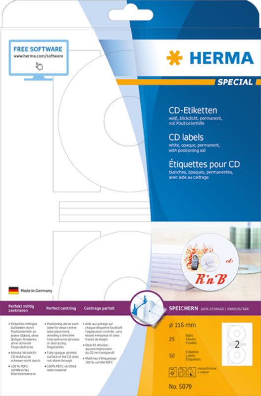 SPECIAL CD-label, 25 ark Ø116 (50 stk)
