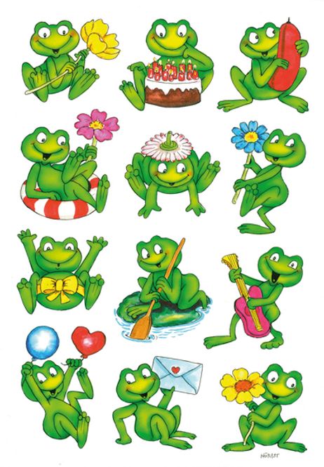 Hovedbilde DECOR Stickers Frosker, papir, 3 ark (10 pakk)
