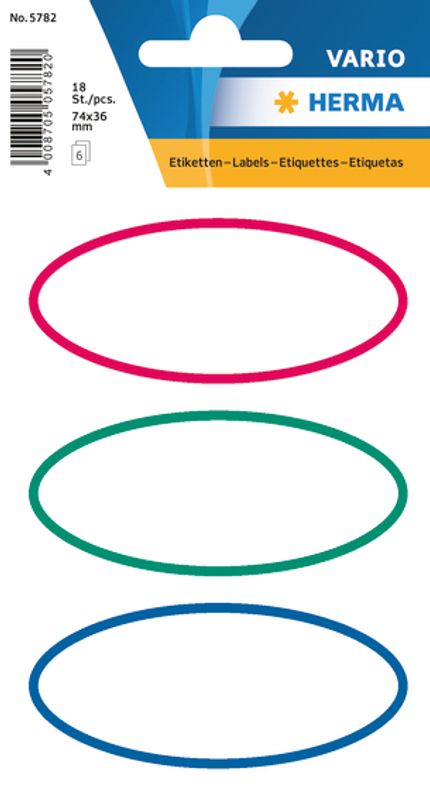 VARIO boketiketter med sirkler, oval, 6 ark (10 pakk)