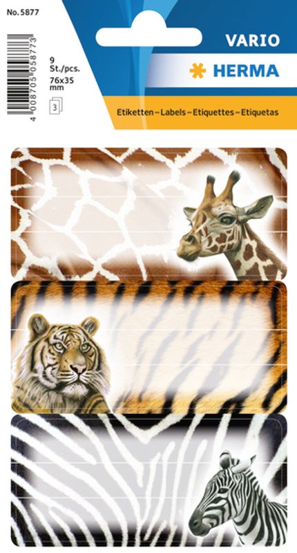 VARIO boketiketter Dyr i Afrika, 3 ark (10 pakk)