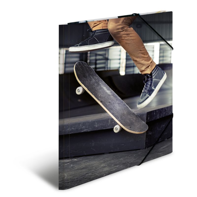 Strikkmappe i robust kartong, A3, Skateboard (3 pakk)