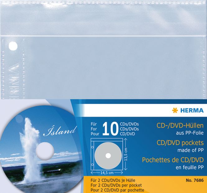 Hovedbilde CD/DVD plastlommer, 2 stk per lomme, 145x135 mm, ...