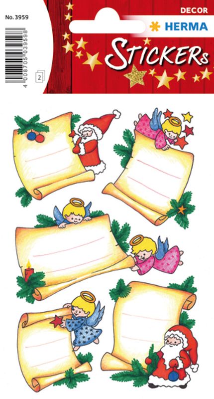 DECOR Stickers etikett fra til julemotiv glitter 2 ark (10 pakk)