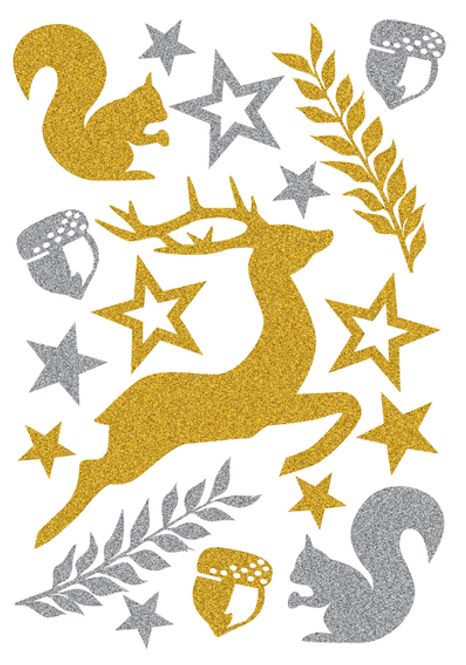 Hovedbilde MAGIC Stickers Skogsdyr i gull og sølv, glitter, ...