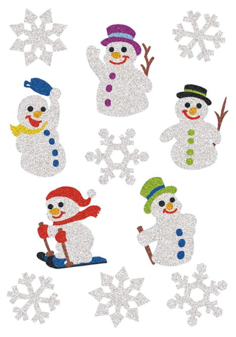 Hovedbilde MAGIC Stickers Snømenn, glitter, 1 ark (10 pakk)