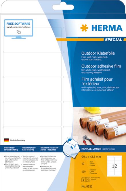 Hovedbilde OUTDOOR selvklebende folie, 10 ark 99.1x42.3 hvit ...